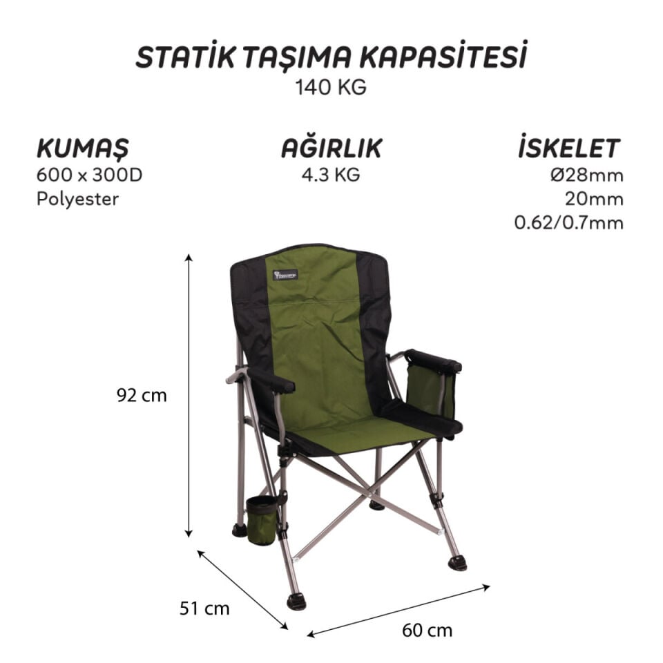 FreeCamp Huxley Trail Katlanır Sandalye-HAKİ-SİYAH
